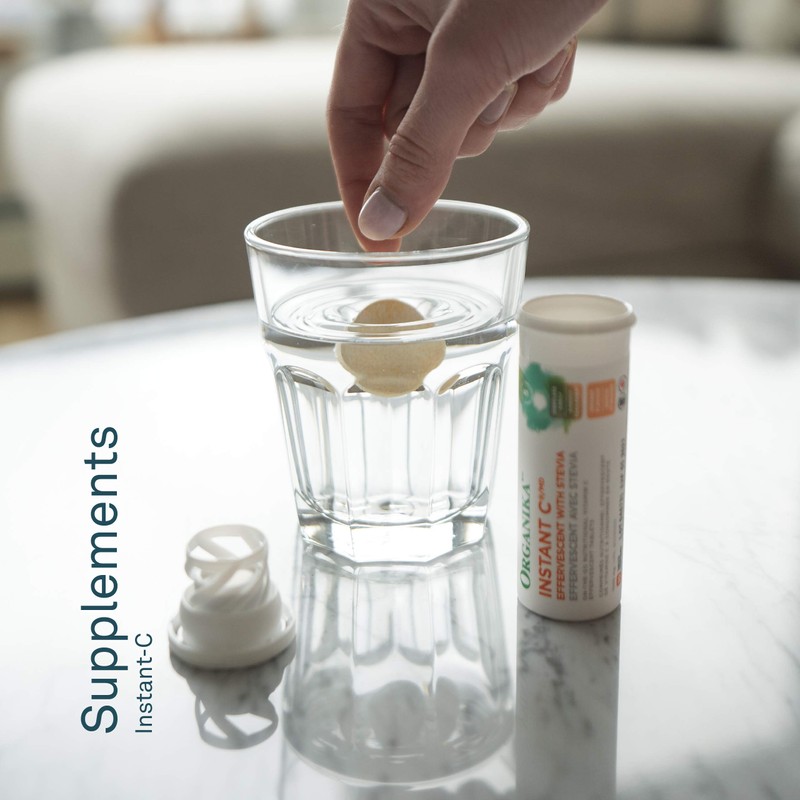 Organika Instant-C Effervescent- Peach Mango, 1000mg Vitamin C, Immune Support