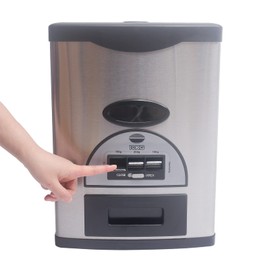 HAPPCUCOE Auto Rice Dispenser,Grain Dispenser Storage Box,Large Capacity Stainless Steel Rice Storage Container for Kitchen,Dining Room (Black)