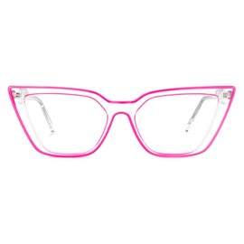 Zeelool Stylish Acetate Oversized Cat Eye Blue Light Blocking Glasses for Women Yosef WA609979-01 Bright-Pink