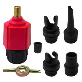 Paddle Board Pump Adapter, Air Pump Adapter for Inflatables, Compressor Air Valve Converter with 4 Air Valve Nozzles for Inflatable Boat, Stand Up Paddle Board,Inflatable Bed - Red by BLUE ELF