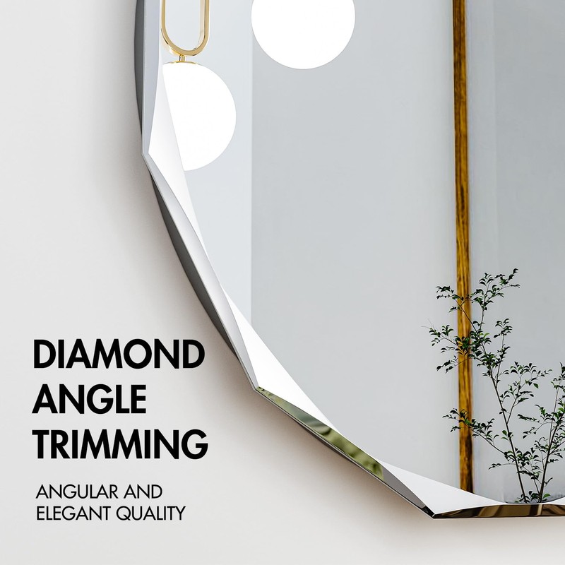 SNUGACE Single Beveled Edge Circle Mirror Frameless Wall Mount Round