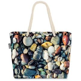 VOID Stone Beach Colourful Pebble Beach Bag Shopper 58 x 38 x 16 cm 23L XXL Shopping Bag Travel Bag Beach Bag