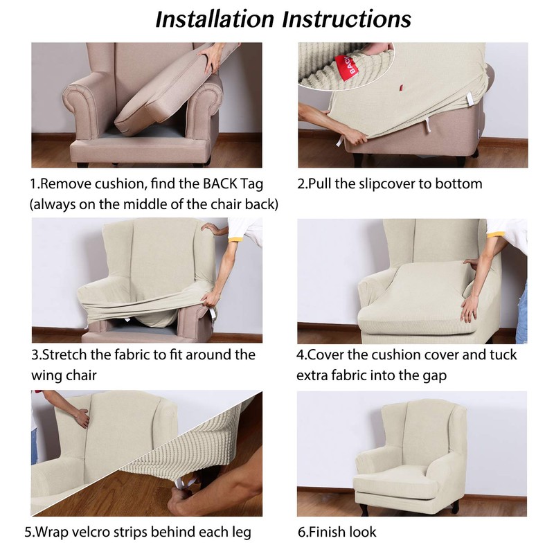 Turquoize Wingback Chair Covers 2 Piece Wing Chair Slipcover Stretch