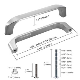 WEAVERBIRD Cabinet Drawer Door Handle 96 mm Hole Spacing Furniture Handle Bar Counter Handle Zinc Alloy Kitchen Handle Brushed Silver 3-3/4 Inch Pack of 10