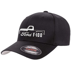 1953-56 Ford F100 Pickup Truck Outline Design Flexfit 6277 Athletic Baseball Fitted Hat Cap Black L/XL
