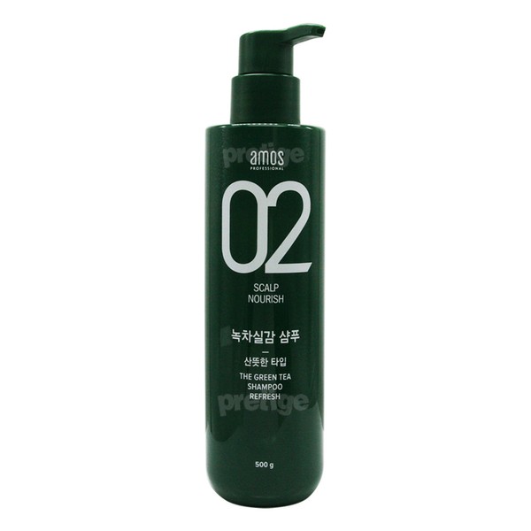 Amos Green Tea Realistic Shampoo 500g-Refreshing/Oily Shampoo / 아모스 녹차실감