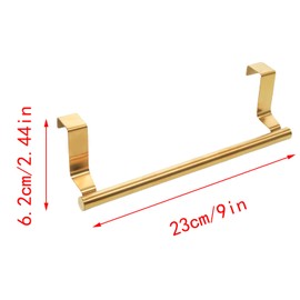 Pocoxll 2 Pack Gold Towel Holder,9 Inch Stainless Steel Over Door Towel Holders，Kitchen Towel Rack Over Cabinet Door，Suitable for Universal Installation in Kitchens and Bathrooms（Small）