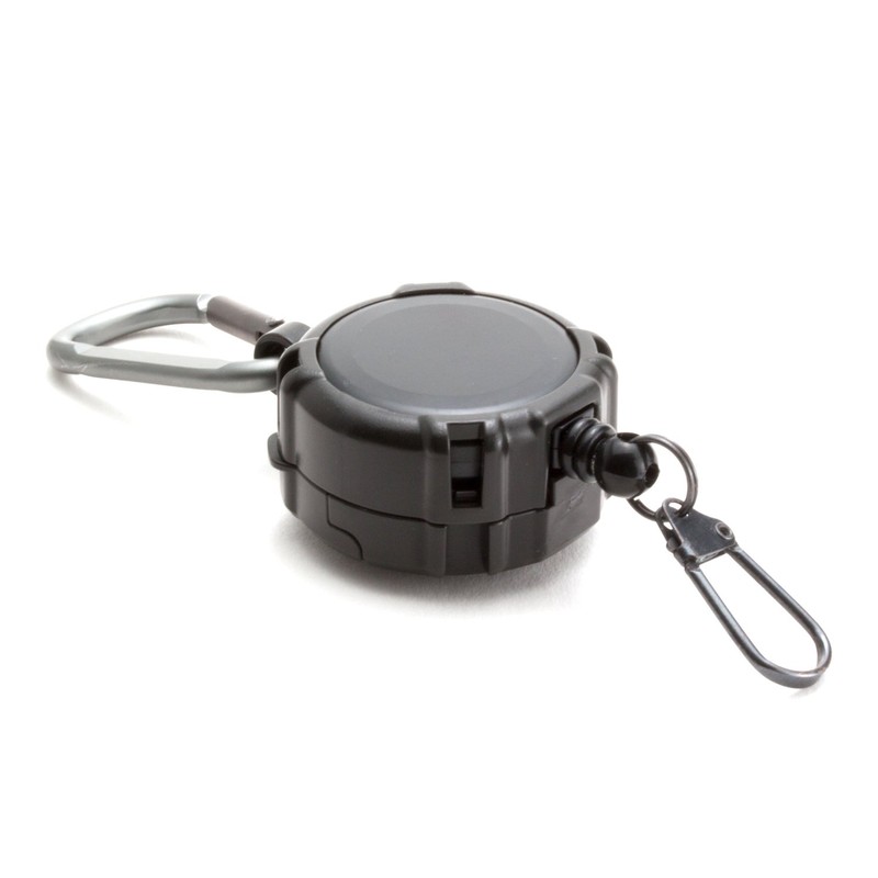 Daiichi Seiko Carabiner Reel + Micro Case, Black, Pin-On Reel,