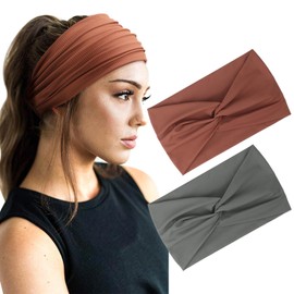 DRESHOW 2 Pack Turban Headbands for Women Wide Vintage Head Wraps Knotted Cute Hair Bands Accessories