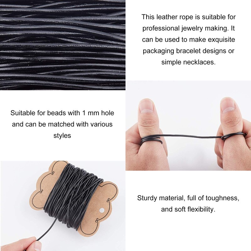 PH PandaHall 10 m Cowhide Leather Cord Round 2 mm