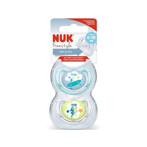 Nuk Freestyle Silicone Soother 6-18m, 1pc (Various Colors and Designs)