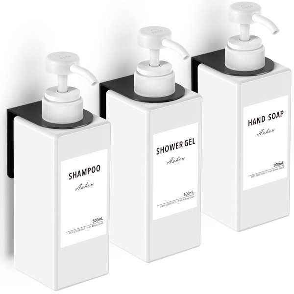 Anhow Shampoo and Conditioner Dispenser Set of 3, Shampoo Conditioner