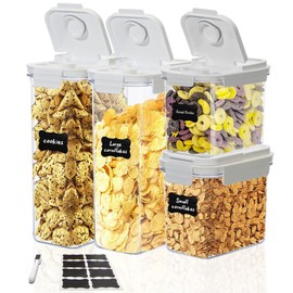 XhOSLAnd Cereal Storage Container Set (Measuring Cups) BPA-Free PET Material, Reusable, Pantry Organizer, Food Portion Containers (FG4sets)