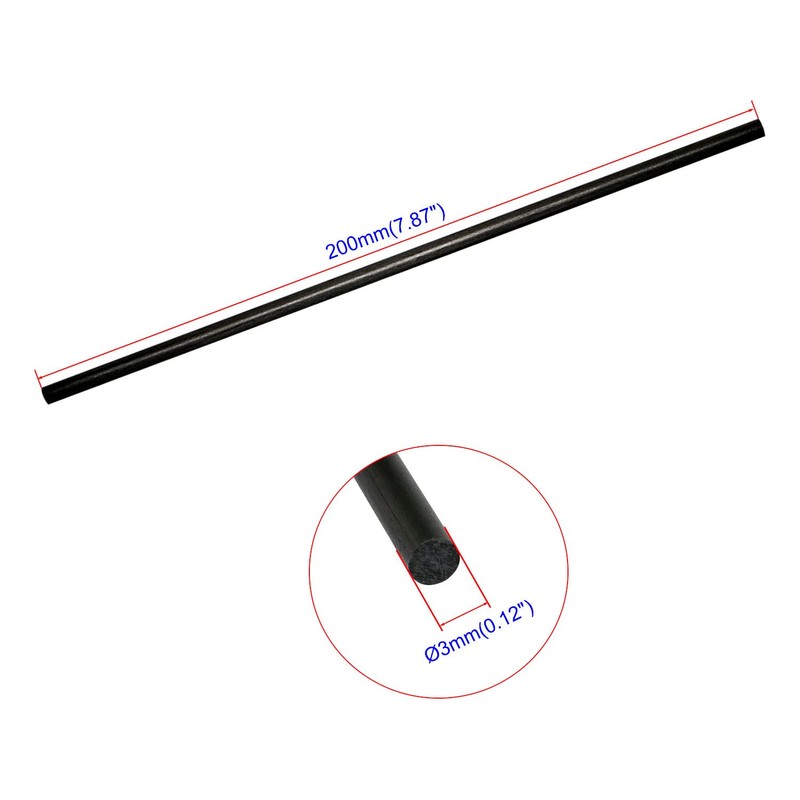 Ohamtes 10 Pcs Diameter 3mm Carbon Fiber Rod, Solid Brushed