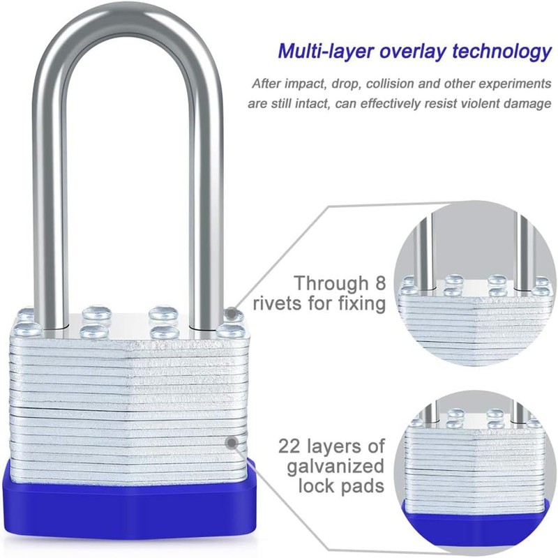 2 Pack Padlock with Keys,40mm Long Shackle Padlocks Outdoor Heavy