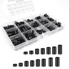 0XBIT Plastic Spacer Sleeves, 345 Pieces Cylindrical Spacer Sleeve, M3 and M4 Spacer Sleeve, with Transparent Storage Box, 15 Seal Sizes, Suitable for DIY Repairs