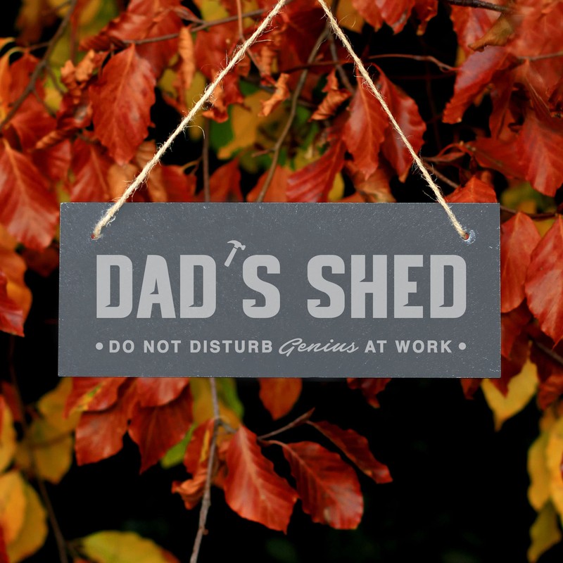 eBuyGB Dad's Shed Sign, Hanging Rectangle Slate Door Sign, 25x10cm