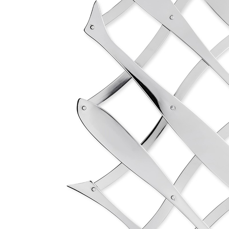 Alessi Pescher DUL03 Ausziehbarer Topfuntersatz, Edelstahl, silber, 2 x 30