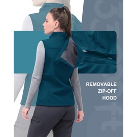 33,000ft Women's Hooded Lightweight Softshell Vest Fleece Lined Windproof Zip Up Sleeveless Jacket for Hiking Golf Running