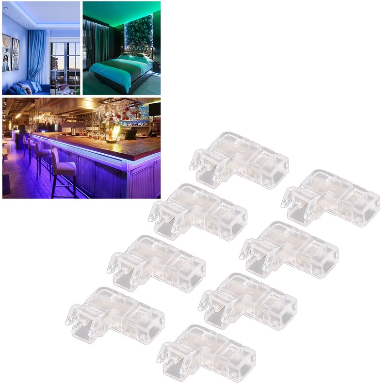 8Pcs 2 Pin 5mm COB LED Strip Light Connectors L
