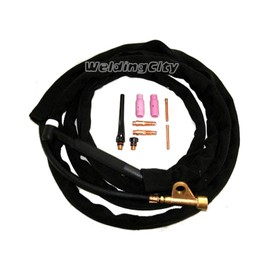 WeldingCity TIG Welding Torch WP-17FV-25R (Flexible/Gas-Valve Head) Complete Ready-to-Go Package Air-Cool 25-foot Cable 150Amp