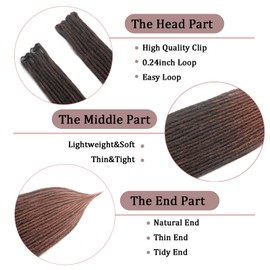 POIDOWIS 5 PCS Clip In Dreadlock Extensions, 24 inch 20 Strands Synthetic Clip In Dreads Extensions for Woman (MT1B/30, 24 inches straight)