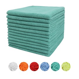 Tricol Clean Microfiber Cleaning Cloth, 16in*16in, 12 Pack Ultra-Thick Cleaning Rags, Super Absorbent, Lint Free & Streak Free Cleaning Towels for Car, House, Kitchen, Office