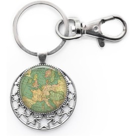 Llavero con mapa de Europa, joyería de mapa, mapa de moda, llavero de mapa de Europa, mapa antiguo, joyería de viajero A0292