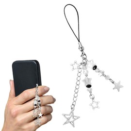 Bewudy Star Phone Charm, Y2K Phone Charm Lanyard for Women Girls, Cute Shiny Phone Accessories for Keychain Bag Purse Backpack Wallet Pendants Decor (Color B)