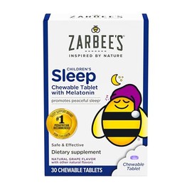 Zarbee's Tableta masticable de melatonina de 1 mg para niños, suplemento de sueño eficaz y sin medicamentos, tabletas de sabor a uva natural fáciles d