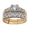 PalmBeach Yellow Gold-Plated Round Cubic Zirconia Two Tone Bridal Ring