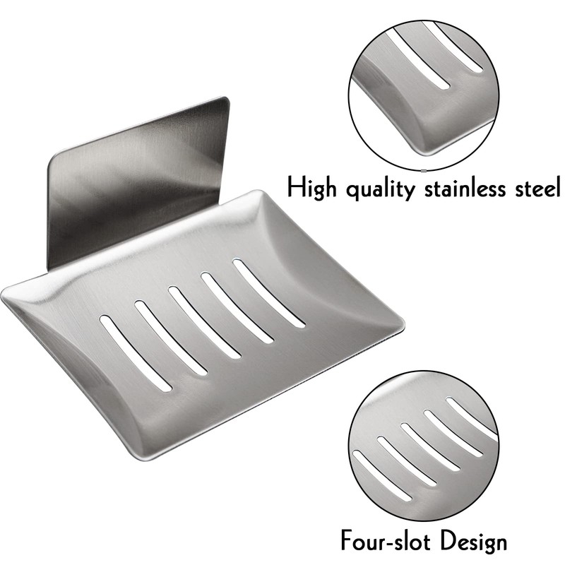 2 Pack Soap Dish for Shower Wall, Stainless Steel Adhesive