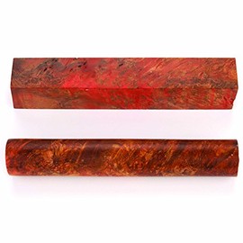 Woodcraft Maple Burl Pen Blank - Stabilized & Double Dyed -Red &Yellow - 3/4" x 3/4" x 5" – Single Piece