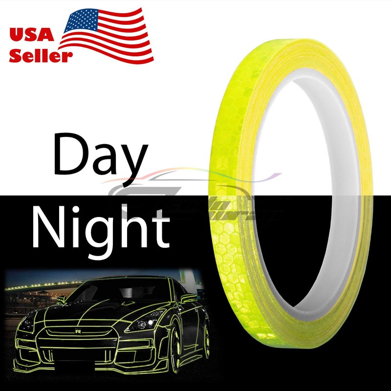 Neon Yellow Reflective Tape Safety Self Adhesive Striping Sticker Decal