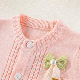 Yanmucy Baby Girl Sweater Cardigans Bow Cotton Knit Jumpers Coat Toddler Baby Girls Clothes Warm Outwear Knitwear Spring Autumn Jacket (UK, Age, 6 Months, 9 Months, Pink)