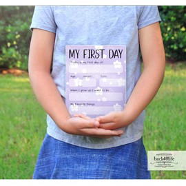 First Day of School Last Day of School Wooden Chalkboard Sign for Kids (First Day) (Lavender Flowers)