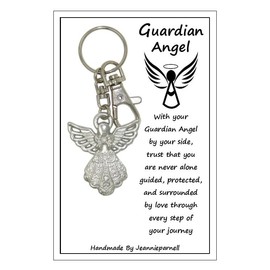 Z324H - Carded Guardian Angel Charm Keyring - Protection Guidance - Comfort and Reassurance - Divine Connection - Unconditional Love - Handmade by Jeannieparnell