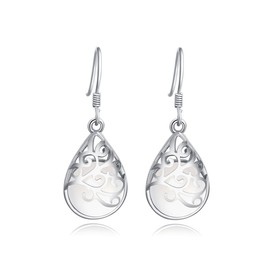 KEETEEN "Wishing Tree"925 Sterling Silver Teardrop Filigree Dangle Earrings for Women (wishing tree hook)