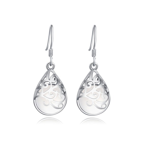 KEETEEN "Wishing Tree"925 Sterling Silver Teardrop Filigree Dangle Earrings for