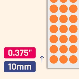 3000 Pack, 0.375" Round Dot Stickers Circle Labels - Orange