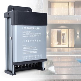 YOODI 24 V Power Supply LED Transformer 200 W Rainproof IP44 LED Transformer 230 V to 24 V LED Driver Power Supply 8.3 A LED Driver Power Supply 24 V Ultra Thin Low Voltage Transformer for LED Lamps,