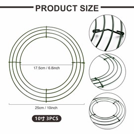 3 Pack Christmas Wire Wreath Ring 10 inch Metal Wire Wreath Frame Christmas Wreath Ring Crafting Wreath Base for Xmas Thanksgiving Halloween Wedding Wreath Frame Wreath Making Supplies