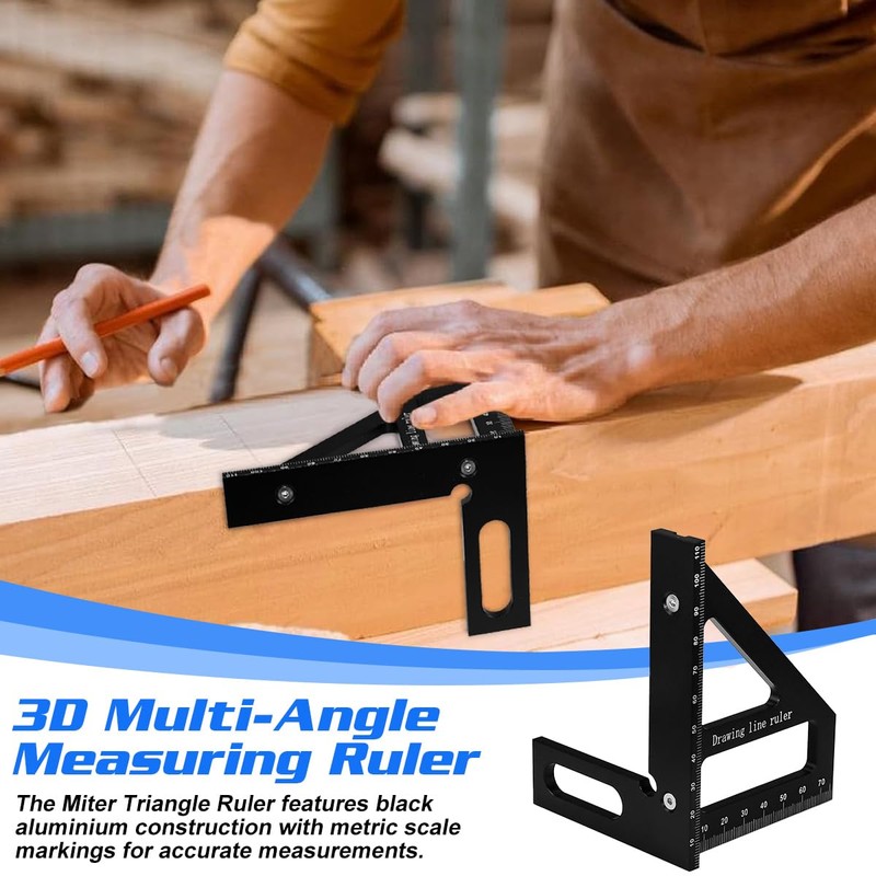KLYKLL 3D Multi-Angle Measuring Ruler, 45/90 Degree Aluminum Alloy Miter