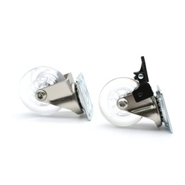 DOJA Barcelona Furniture Castors Pack of 2 Castors without Brake + 2 Wheels with Brakes Transparent Wheels Diameter 50 mm Load Capacity 40 kg with Mounting Plate Transport Castors Wheels for Trolley