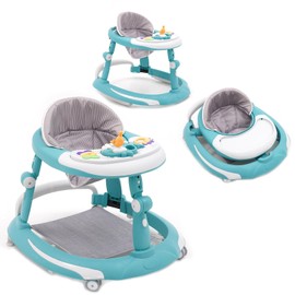 Baby Walker for Boys Girls Entertainment Learning Baby Walker with Rocking Horse Function Activity Table Sit to Stand Height Adjustable Walker for Baby Boys and Girls