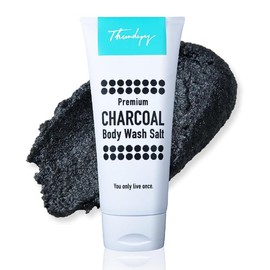 Thundyy Body Scrub, Charcoal and Salt W Power, Cleaning, Exfoliating, Deodorizing, Sterilization, Men's, Women's, Large Capacity, 17.6 oz (500 g)