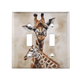 Wall Plate Decorator Light Switch 2-Gang Electrical Wall Plate Giraffe Wall Outlet Cover Toggle Light Switch Plates Cover Plug Cover for Bedroom Living Room Art Decor
