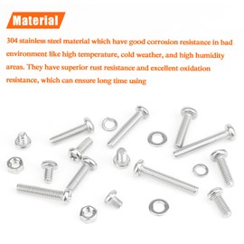 HELIFOUNER 210 Pieces M5 x 6mm /8mm /12mm /16mm /20mm /25mm /30mm, Phillips Pan Head Machine Screws, Metric Screws Bolts Washers Nuts Kit, 304 Stainless Steel