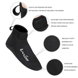 OMGear Neoprene Socks Booties(Low-Cut) for Snorkeling Surfing Diving Spearfishing All Watersports ＆Beach Activities (black, XL(men 10-11,women11-12))