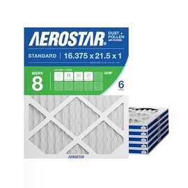 Aerostar 16.375x21.5x1 MERV 8 Air Filter, 6 Count, ACTUAL SIZE (16.50 x 21.50 x 0.75), HVAC, Air Conditioning & Furnace Filter Captures Dust, Lint & Pollen (MPR 600 / FPR 5), Made in USA